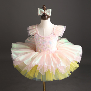 Costume da Ballo per <span class=keywords><strong>Bambina</strong></span> con Fiocco, Tutù da Principessa per Bambine, Abito da <span class=keywords><strong>Danza</strong></span> Classica - Product Image 1