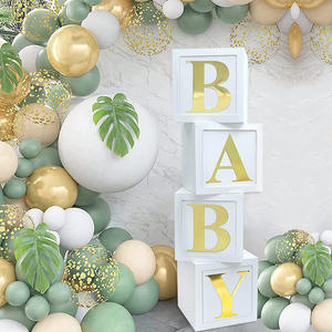 Boîte à ballons blanche avec lettres dorées pour fête d'<span class=keywords><strong>anniversaire</strong></span> de garçons et de filles, révélation de sexe, décorations de fête prénatale - Product Image 3