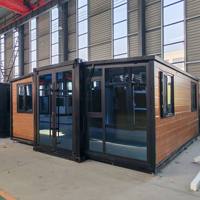 Maison conteneur préfabriquée extensible et pliable à double aile, respirante et de haute qualité, au design moderne du milieu du siècle