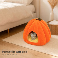 Lit pour chat en forme de citrouille, nid douillet pour animaux de compagnie, rembourrage en coton amovible et lavable, maison pour animaux de compagnie d'intérieur pour chats