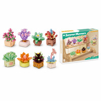 Ensemble de blocs de construction Mini Jardin Murmurs d'été, 8 modèles de plantes en pot, fleurs en briques, plante de bureau botanique, décoration de maison DIY, cadeau