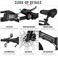 KOOLUX Vélo Électrique Pliable de Haute Qualité 48V 250W 13Ah avec Pneus 20*4.0, 7 Vitesses, Porte-Bagages Arrière – Entrepôts au Royaume-Uni, en Europe et en Allemagne