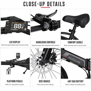 KOOLUX Vélo Électrique Pliable de Haute Qualité 48V 250W 13Ah avec Pneus 20*4.0, 7 Vitesses, Porte-Bagages Arrière – Entrepôts au Royaume-Uni, en Europe et en <span class=keywords><strong>Allemagne</strong></span> - Product Image 2