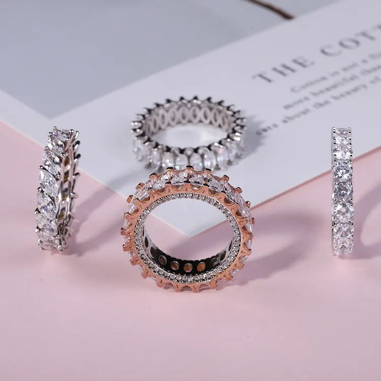925 стерлингового серебра обручальное кольцо ювелирные изделия CZ теннис кольцо кубического циркония кольцо