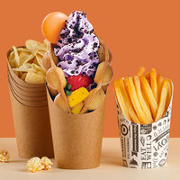 Gobelets à frites en papier jetables personnalisés, boîtes à frites imprimées avec logo personnalisé, coupelles à chips, gobelets à snacks personnalisés, fabrication sur mesure