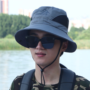 Chapeau de pêcheur pour homme respirant brodé avec motif de sommet de montagne, idéal pour la randonnée en extérieur, protection solaire, noir, vert militaire, gris clair, gris foncé - Product Image 4