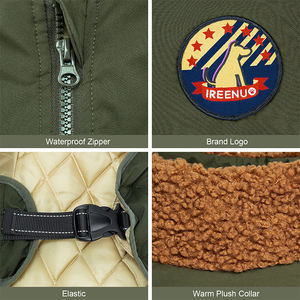 热卖大狗冬季深绿色防水涤纶面料户外保暖外套 - Product Image 3