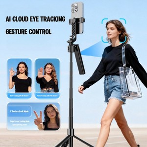 Prêt à expédier F01 Perche à selfie intelligente avec suivi IA, stabilisateur de téléphone 360° en alliage d'aluminium, trépied à suivi automatique, vente en gros - Product Image 1