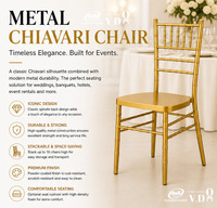 Chaise Chiavari en métal doré avec coussin pour mariage, événement, banquet, fête, hôtel – Vente en gros