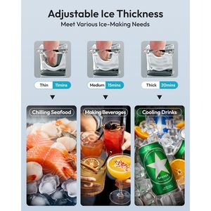 EUHOMY Commercial <b>Ice</b> <b>Maker</b> 120lbs 24H Stainless Steel Freestanding With 33lbs Storage Bin - Product Image 6