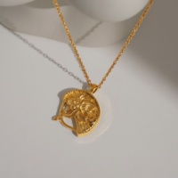 Collar con Colgante Redondo de Ángel Cupido Vintage de Acero Inoxidable Chapado en Oro de 18k, Resistente al Deslustre, Joyería Diaria, Nuevo y Popular de Dazan 2024