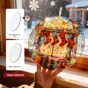 Ornement de Noël Art Déco en vitrail, décoration suspendue pour cheminée ou fenêtre, 16 cm - Product Image 4