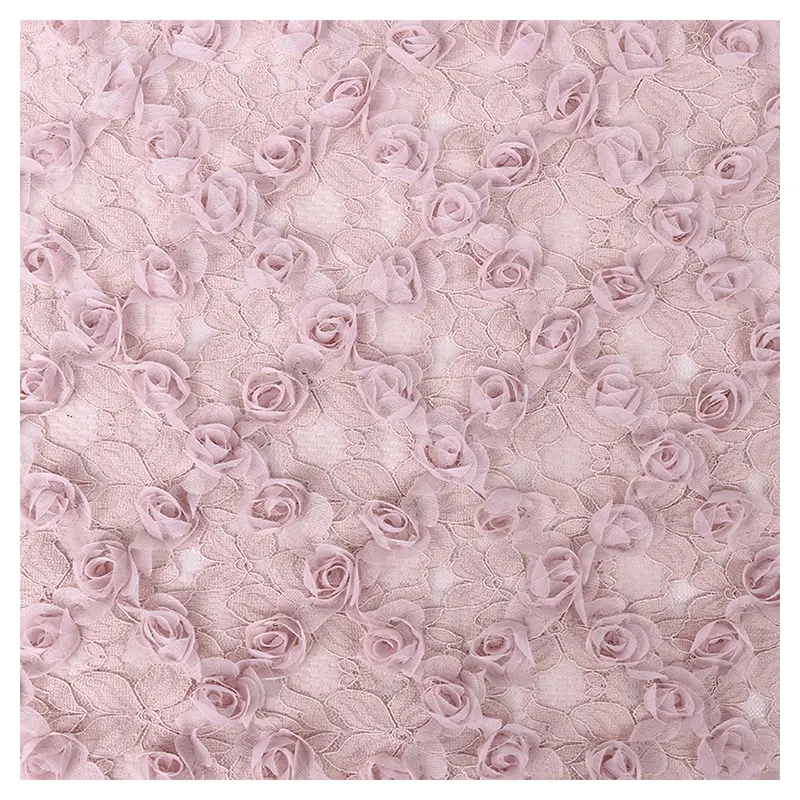 High quality exquisite 3d rose embroidered lace fabric bride Online hot sale
