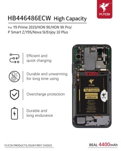FLYCDI batteria per telefono cellulare per <span class=keywords><strong>HUAWEI</strong></span> <span class=keywords><strong>Y9</strong></span> Prime 2019 HB446486ECW per HON 9X HON 9X Pro P Smart Z Y9S Nova 5I - Product Image 6