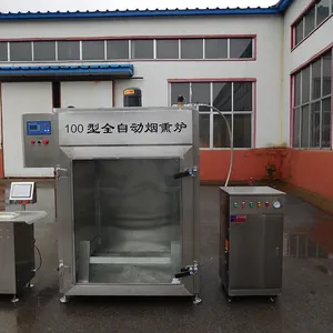 full automatic high productivity steamed meat fish poultry meat sausage processing smoked furnace smoke house machine