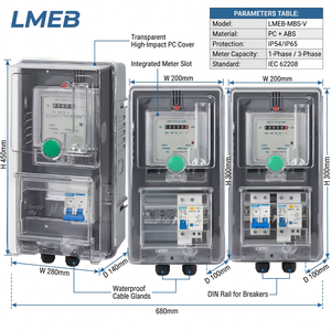 Ensemble boîtier de compteur en PVC étanche pour l'extérieur Monophasé 220V ABS Transparent en plastique ouvert pour le <span class=keywords><strong>logement</strong></span> locatif domestique - Product Image 2