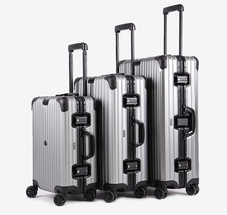 Toplu satış 20 "24" 28 "özelleştirme kabul büyük kapasiteli seyahat alüminyum alaşımlı bagaj moda tasarımı