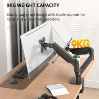 Support double moniteur pour ordinateur portable Khcoohoo, capacité de charge 9 kg, inclinaison réglable, support de moniteur à ressort à gaz 90°, noir, acier laminé à froid