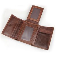 Dompet Kulit Pria Custom, Tempat Kartu Kredit, Dompet Koin Kulit Kasual Warna Kopi, Dompet Kulit Asli Pria