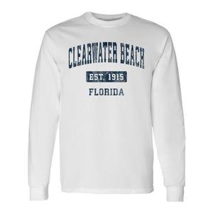 Camiseta de manga larga Clearwater Beach Florida Est 1915 Vintage Sports Navy - Product Image 1