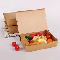 Boîte à lunch en papier kraft avec logo personnalisé, 1000 pièces, récipient de nouilles, pour doner et kebab à emporter