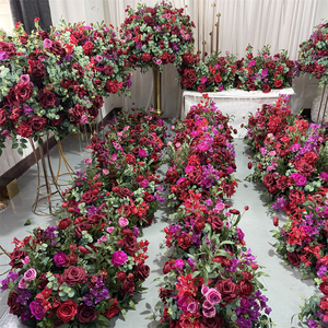 GreenLife 2026 Nouveaux Centres de Table en Fleurs de Rose Bourgogne et de Verdure pour la Décoration de Mariage - Product Image 3