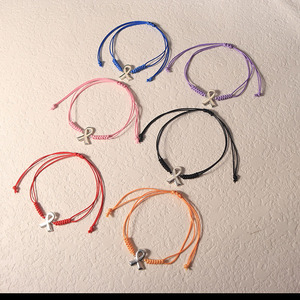 Colorful Awareness Adjustable Wax <b>String</b> Braided Preventing breast cancer Support Survivor Hope Bracelets - Product Image 1