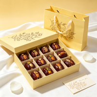 Boîte de luxe personnalisée avec logo pour dattes, emballage en papier avec couvercle et base pour desserts et chocolats, vente en gros pour le Moyen-Orient et l'Europe, directement de l'usine