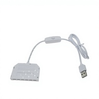Kabel Daya USB PVC Tembaga Penuh 5-12V dengan Sakelar Satu Tombol Lampu LED Kabinet Strip Kotak Pembagi Satu-ke-enam