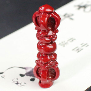 Pendentif Vajra en cinabre rouge pour hommes, collier porte-bonheur pour cérémonie religieuse, accessoire porte-clés, petite taille 29x7.5mm - Product Image 1