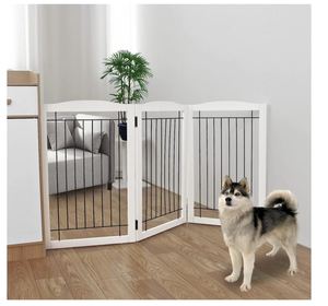 Custom Freestanding Foldable Dog <strong>Gate</strong> for House Extra Wide Wooden White <strong>Puppy</strong> <strong>Gate</strong> <strong>Stairs</strong> Dog <strong>Gates</strong> Doorways Tall Pet Fence - Product Image 1