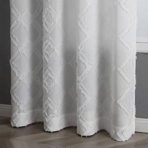 OWENIE Luxury Geometric Tuft Clip Jacquard <strong>Curtains</strong> 84 Inches <strong>Long</strong> Grommets Diamond Drapes for Bedroom Living Room - Product Image 1