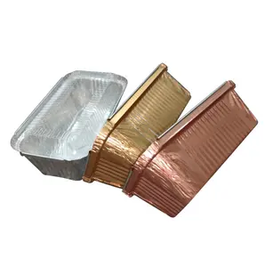 500ml Colored golden aluminum foil container box fast food foil container cake baking foil model 7*4*2.2inch 16.9oz