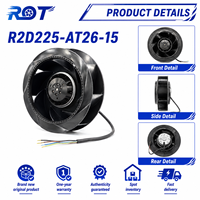Ventilador Centrífugo AC R2D225-AT26-15, 400VAC, 225mm, 1150m3/h, Trifásico, Aspas Curvadas hacia Atrás, Reemplazo para Ventilación de Gabinetes con Inversor
