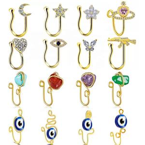 Gaby more SKU ของขวัญคริสต์มาสสโนว์กระต่ายผีเสื้อแหวนจมูกปลอม CZ คลิปจมูกแบบไม่เจาะเครื่องประดับร่างกายขายส่ง - Product Image 1