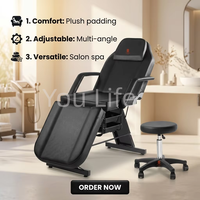 Neues Design Faltbare Kosmetikliege mit Salonhocker und Aufbewahrungsbox für Salon Spa Massagetisch aus Leder in Verschiedenen Farben