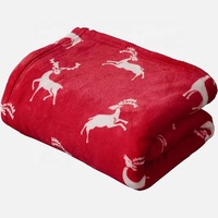 Couverture en peluche corail de Noël imprimée flocon de neige rouge Couverture en polaire de Noël pour la maison