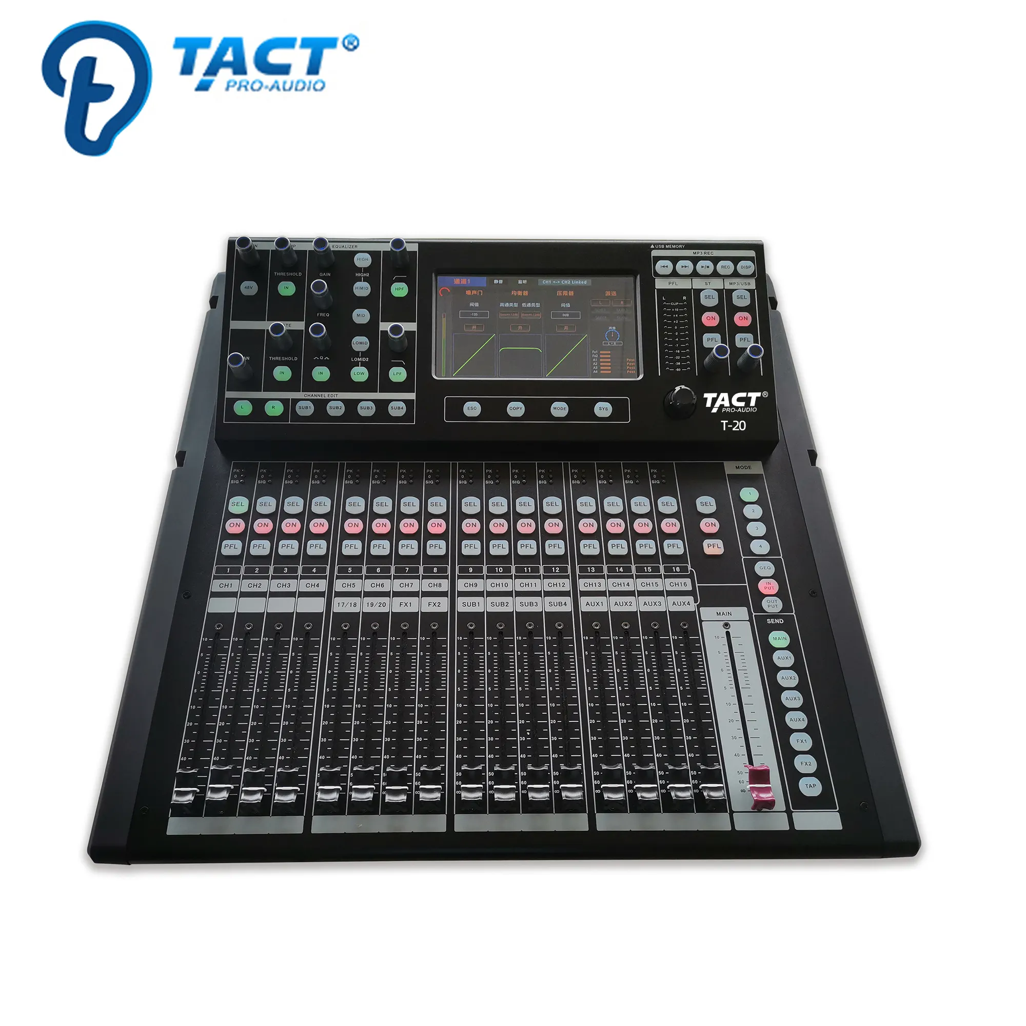 Mezclador de audio digital profesional, consola de 20 canales