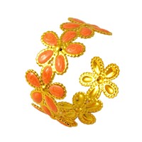 Nouveau bracelet en acier inoxydable émaillé, polyvalent pour le quotidien, avec motifs floraux botaniques, ouverture en acier titane, ne se décolore pas