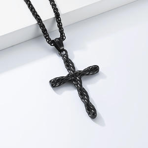 <b>Cross</b> Necklace Stainless Steel Braided Pendant Unisex Fashion Jewelry - Product Image 4