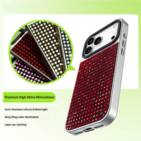Coque arrière ornée de strass pour iPhone 15 14 13, procédé d'électrodéposition, coque en PC résistante aux chocs, étui de téléphone tendance