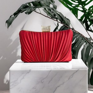<b>Hot</b> Sale Creative Multi Color Sweet Lady Pleated Satin Clutch Evening Party Shoulder <b>Bag</b> Banquet Dress Cheongsam Handbag - Product Image 3