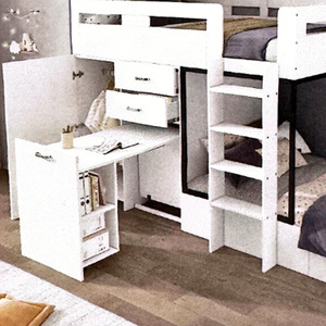 Letto a Castello Multifunzionale Bianco per Bambini <span class=keywords><strong>con</strong></span> <span class=keywords><strong>Scrivania</strong></span> Integrata, in Legno, per Camera da Letto - Product Image 4