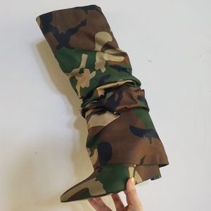 Wrinkle Botas Alto Height Increasing Wedge Heel Shoes Fashion Knee-High <b>Boots</b> for Women - Product Image 6