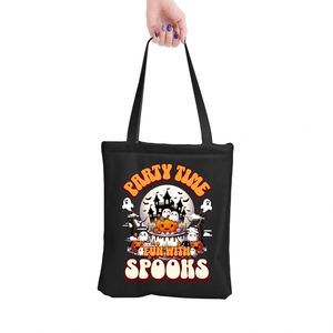 DLBZ Halloween Cute Cartoon Designer Eco-friendly <b>Large</b> Reusable Custom Canvas <b>Tote</b> Shopping <b>Bag</b> with Rope Handle for Party - Product Image 1