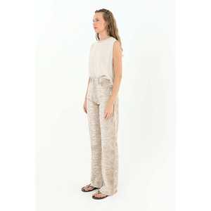 Ecrum กางเกงเอวสูงผ้าลูกฟูกเอวสูงของผู้หญิงกางเกงลำลองดีไซน์มีลวดลาย - Product Image 4