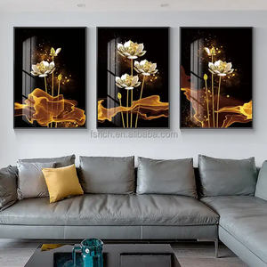 لوحة فنية حديثة فاخرة للجدران بتصميم تجريدي من الكريستال والبورسلين، مثالية لتزيين غرف المعيشة في المشاريع الفندقية والمنازل. - Product Image 4