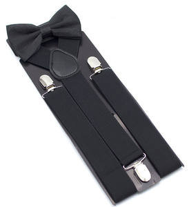 Volwassenen Heren Smoking Bretels Verstelbare Y Vorm <span class=keywords><strong>3</strong></span>.5Cm Breedte <span class=keywords><strong>3</strong></span> Clip Effen Kleur Bretels Bowtie Set - Product Image 2
