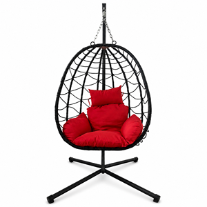 Silla de Ratán con Forma de <span class=keywords><strong>Huevo</strong></span>, Diseño Moderno y Minimalista, Asiento <span class=keywords><strong>Individual</strong></span>, Cojín Impermeable Súper Cómodo, Color Personalizado, <span class=keywords><strong>Columpio</strong></span> de Metal y Acero - Product Image 4