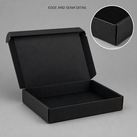 Boîte cadeau noire carrée à rabat peu profond, étanche, pliable, à cavité ouverte, pour la vente au détail, avec personnalisation et gaufrage